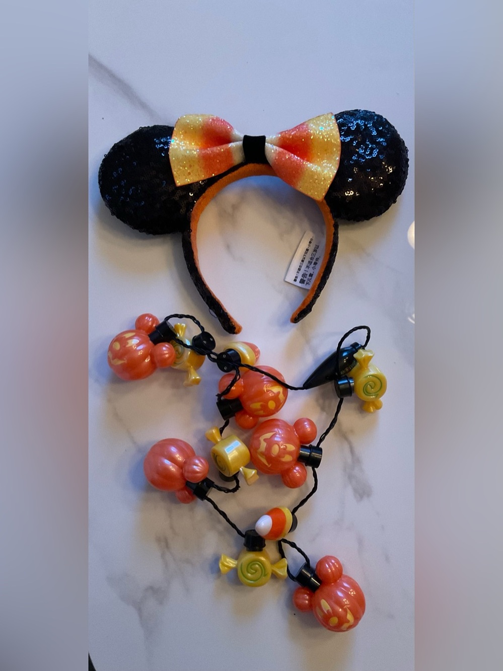 Disney Fall Candy Corn Mouse Ears and Light-Up Lanyard